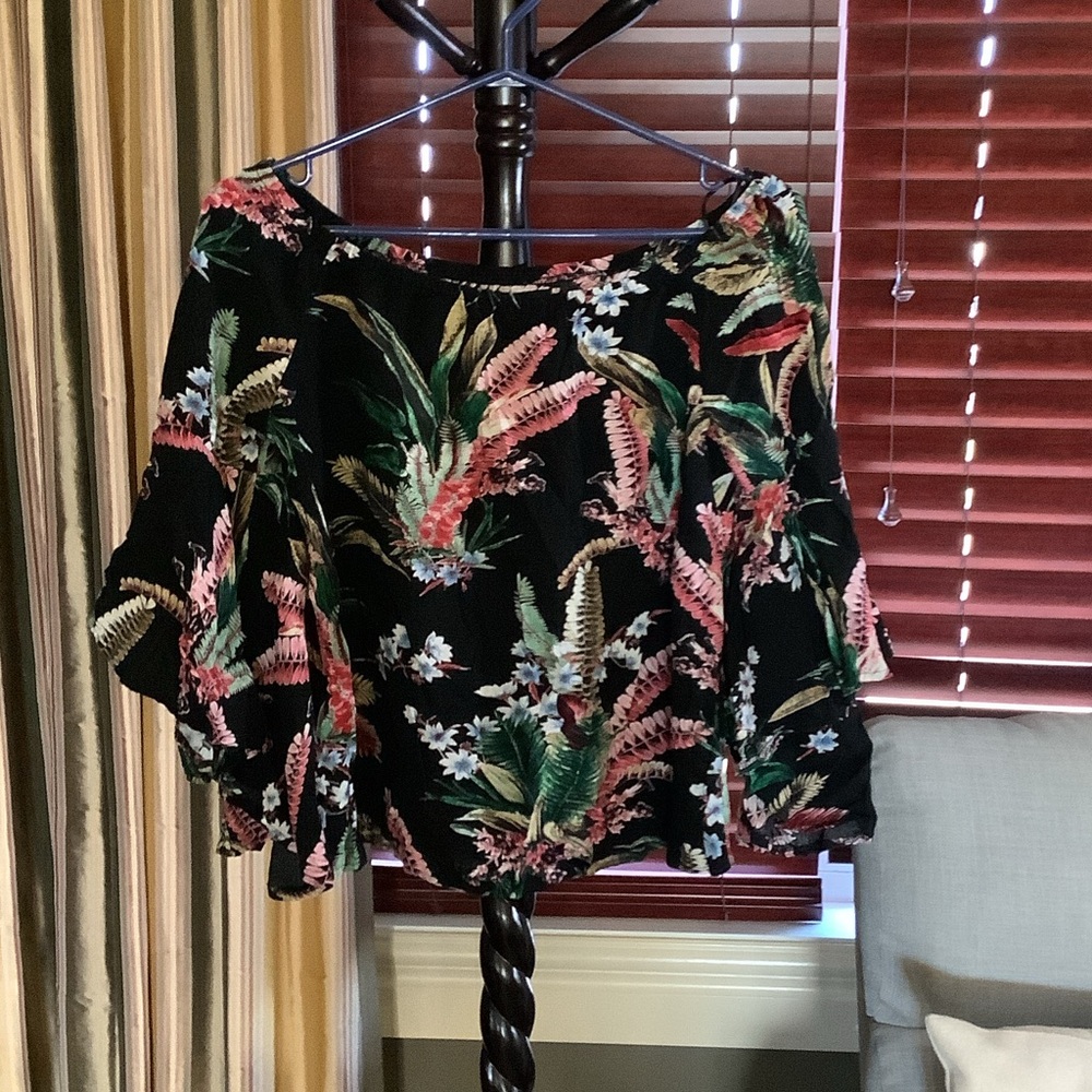 Tropical Floral Off-Shoulder Blouse